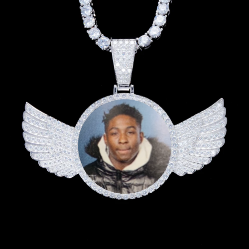 925S & VVS Moissanite 3D Wing Custom Picture Pendant