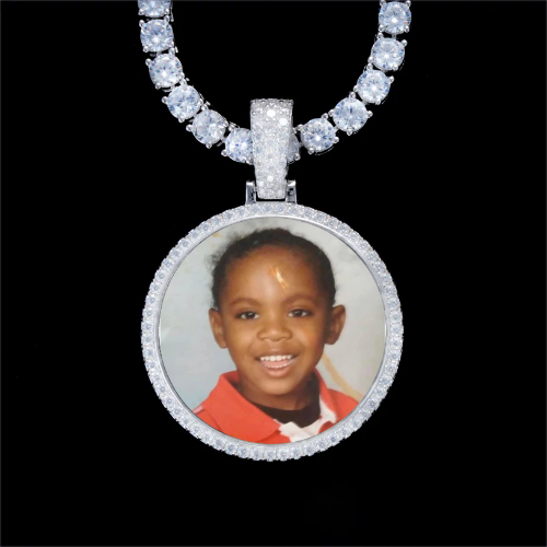 925S & VVS Moissanite 3D Circle Custom Picture Pendant