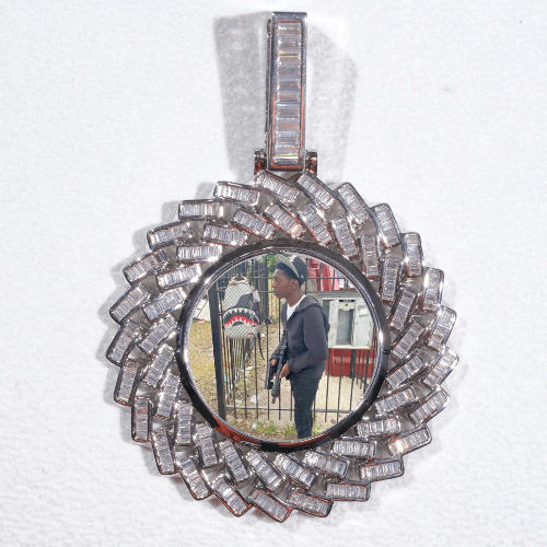 Large 3D Baguette Custom Picture Pendant