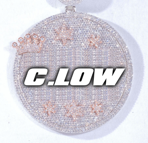 CUSTOM LETTER NECKLACE 3D BIG CROWN DISC