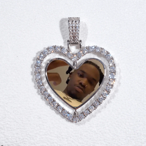 3D Spinning 2-Faced Heart Custom Picture Pendant