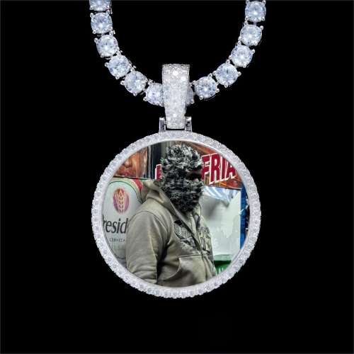 925S & VVS Moissanite 3D Circle Custom Picture Pendant