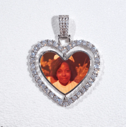 3D Spinning 2-Faced Heart Custom Picture Pendant