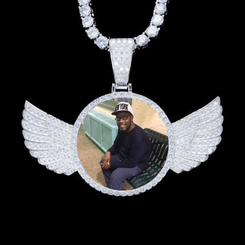 925S & VVS Moissanite 3D Wing Custom Picture Pendant