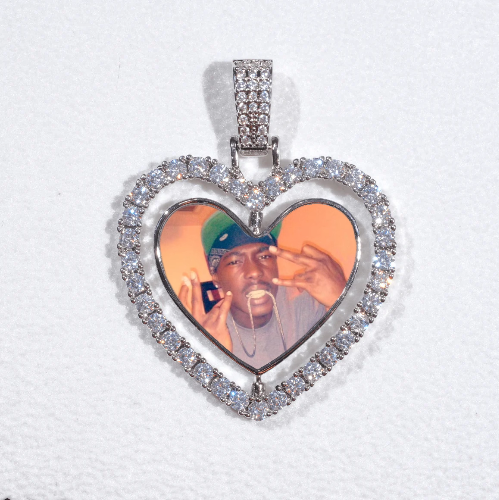 3D Spinning 2-Faced Heart Custom Picture Pendant