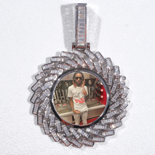 Large 3D Baguette Custom Picture Pendant