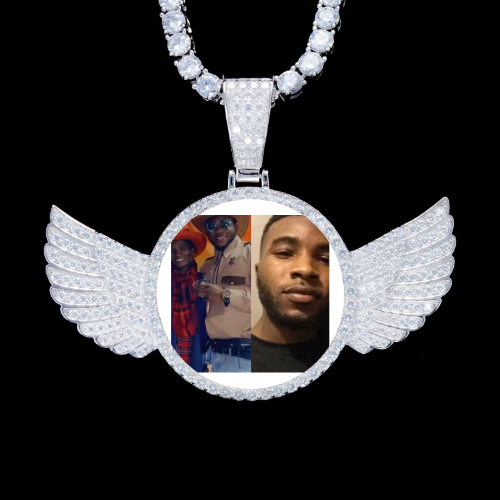925S & VVS Moissanite 3D Wing Custom Picture Pendant