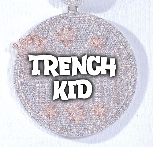 CUSTOM LETTER NECKLACE 3D BIG CROWN DISC