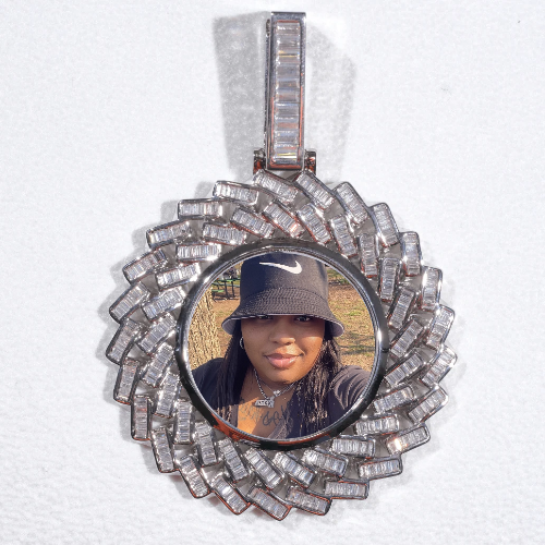 Large 3D Baguette Custom Picture Pendant