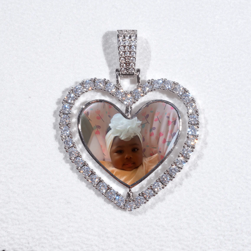 3D Spinning 2-Faced Heart Custom Picture Pendant