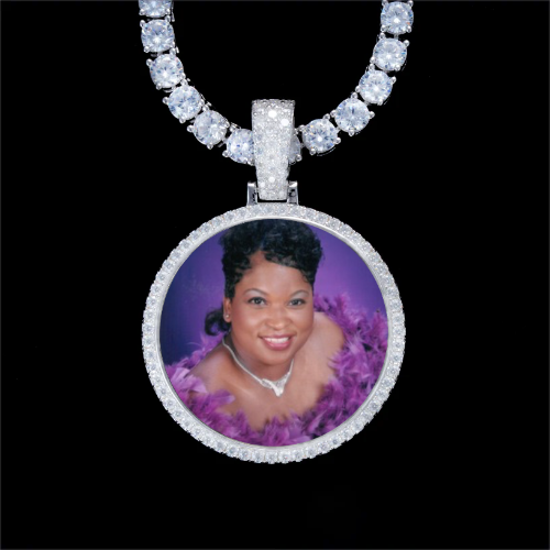 925S & VVS Moissanite 3D Circle Custom Picture Pendant