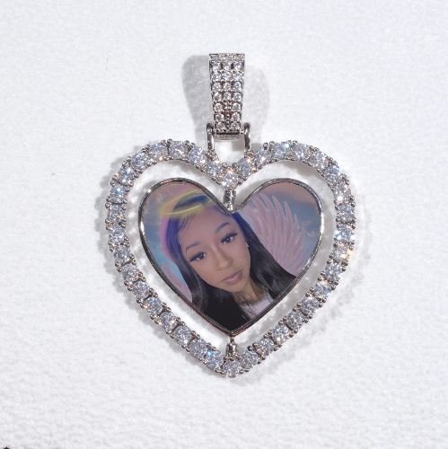 3D Spinning 2-Faced Heart Custom Picture Pendant
