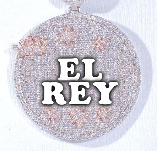 CUSTOM LETTER NECKLACE 3D BIG CROWN DISC
