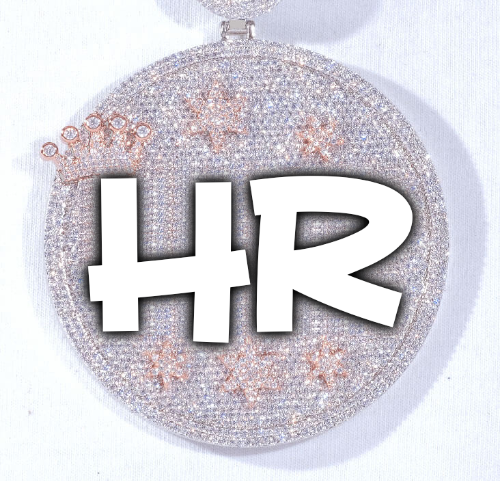 CUSTOM LETTER NECKLACE 3D BIG CROWN DISC