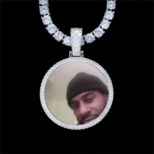925S & VVS Moissanite 3D Circle Custom Picture Pendant