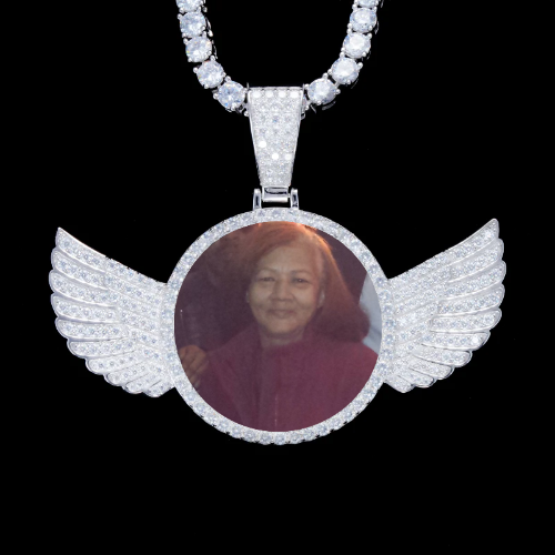 925S & VVS Moissanite 3D Wing Custom Picture Pendant