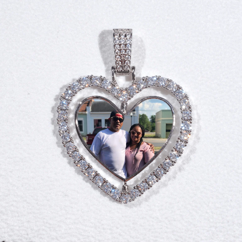 3D Spinning 2-Faced Heart Custom Picture Pendant