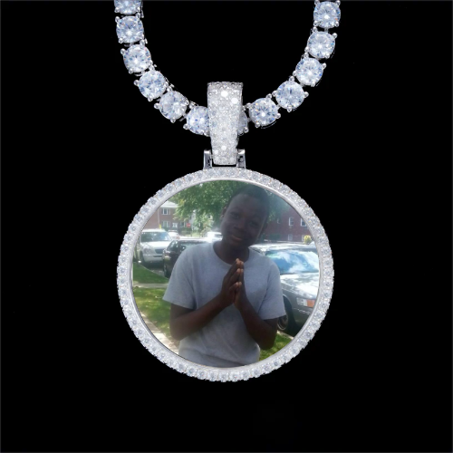 925S & VVS Moissanite 3D Circle Custom Picture Pendant