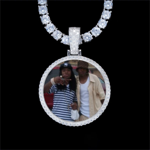 925S & VVS Moissanite 3D Circle Custom Picture Pendant