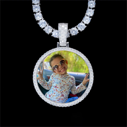 925S & VVS Moissanite 3D Circle Custom Picture Pendant