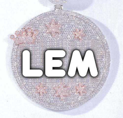 CUSTOM LETTER NECKLACE 3D BIG CROWN DISC