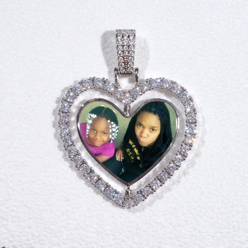 3D Spinning 2-Faced Heart Custom Picture Pendant