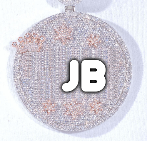 CUSTOM LETTER NECKLACE 3D BIG CROWN DISC