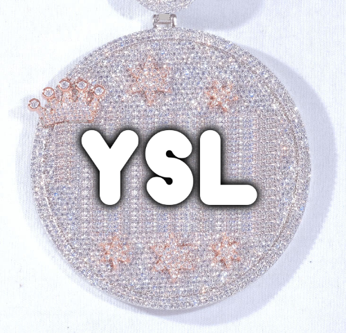 CUSTOM LETTER NECKLACE 3D BIG CROWN DISC