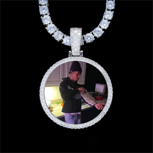 925S & VVS Moissanite 3D Circle Custom Picture Pendant