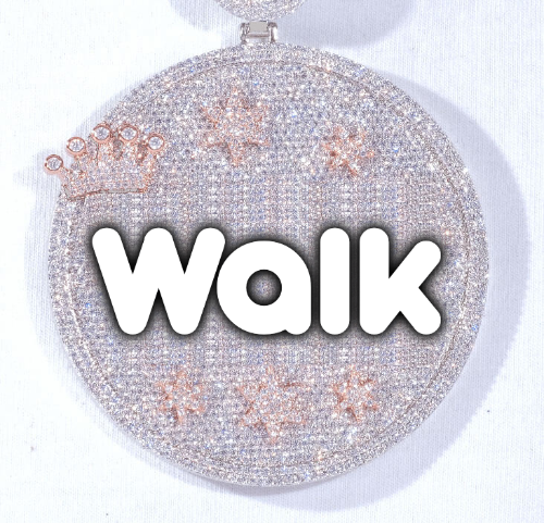 CUSTOM LETTER NECKLACE 3D BIG CROWN DISC
