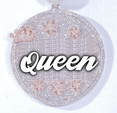 CUSTOM LETTER NECKLACE 3D BIG CROWN DISC