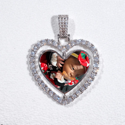 3D Spinning 2-Faced Heart Custom Picture Pendant