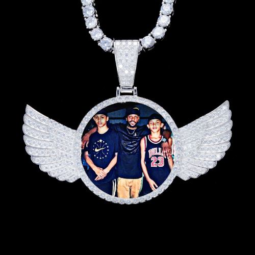925S & VVS Moissanite 3D Wing Custom Picture Pendant