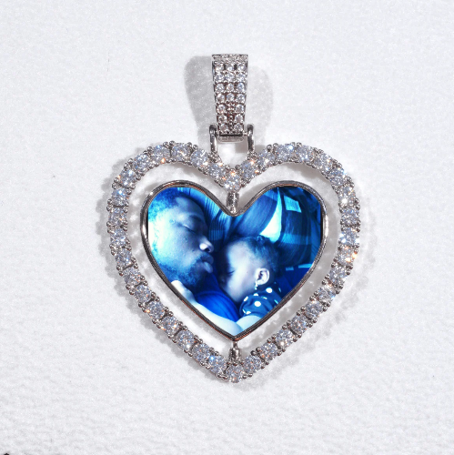 3D Spinning 2-Faced Heart Custom Picture Pendant