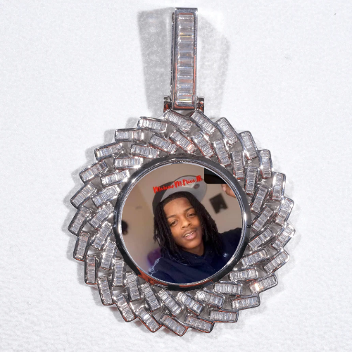 Large 3D Baguette Custom Picture Pendant