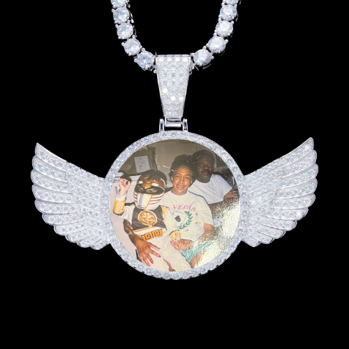 925S & VVS Moissanite 3D Wing Custom Picture Pendant