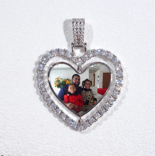 3D Spinning 2-Faced Heart Custom Picture Pendant