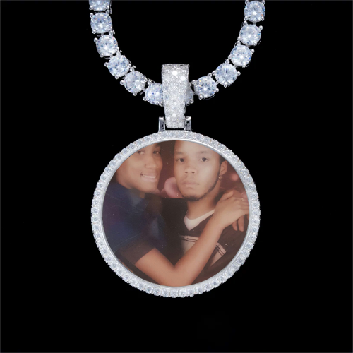 925S & VVS Moissanite 3D Circle Custom Picture Pendant