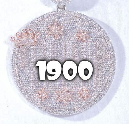 CUSTOM LETTER NECKLACE 3D BIG CROWN DISC