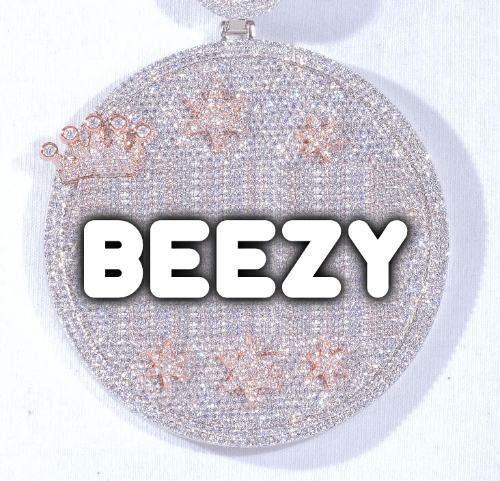 CUSTOM LETTER NECKLACE 3D BIG CROWN DISC