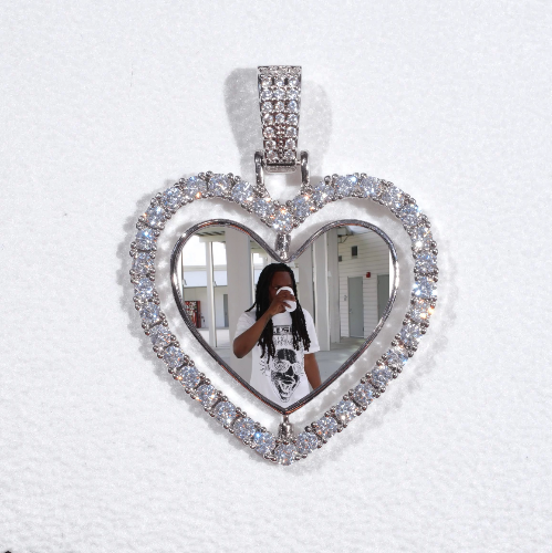 3D Spinning 2-Faced Heart Custom Picture Pendant