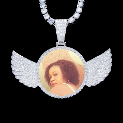 925S & VVS Moissanite 3D Wing Custom Picture Pendant