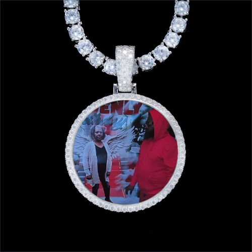 925S & VVS Moissanite 3D Circle Custom Picture Pendant