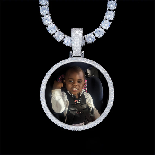925S & VVS Moissanite 3D Circle Custom Picture Pendant