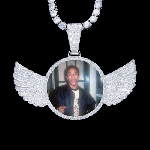 925S & VVS Moissanite 3D Wing Custom Picture Pendant