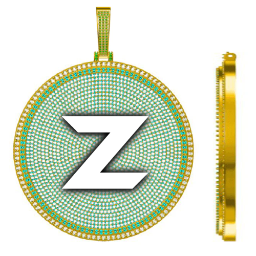 CUSTOM LETTER NECKLACE 3D BIG DISC