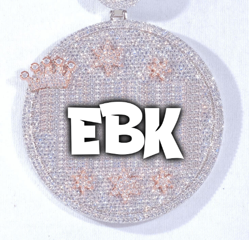 CUSTOM LETTER NECKLACE 3D BIG CROWN DISC