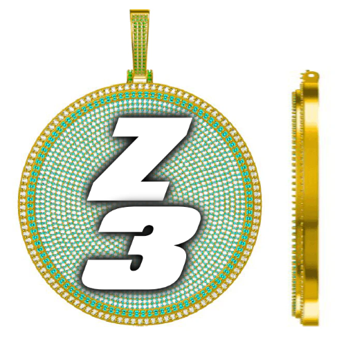 CUSTOM LETTER NECKLACE 3D BIG DISC
