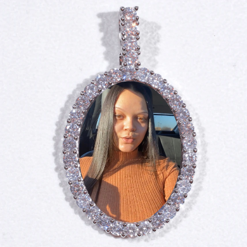 Large 3D Oval Custom Picture Pendant