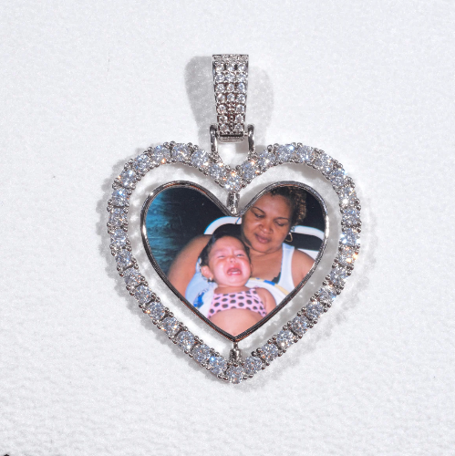 3D Spinning 2-Faced Heart Custom Picture Pendant